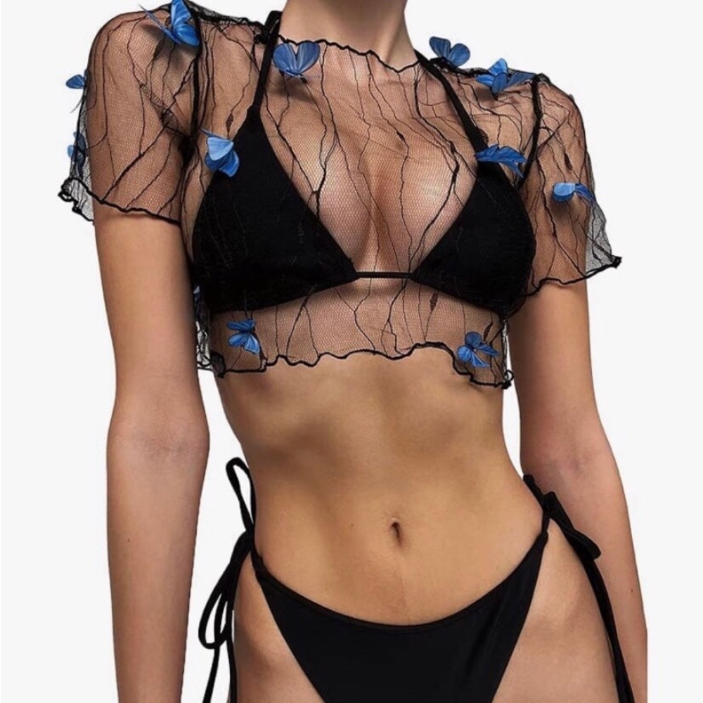 NWT 3 piece swimsuit set Butterfly Coverup 🦋
